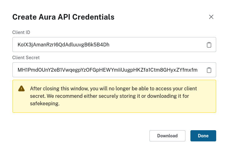 API credentials