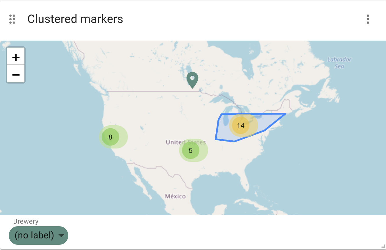 Clustered nodes on a map